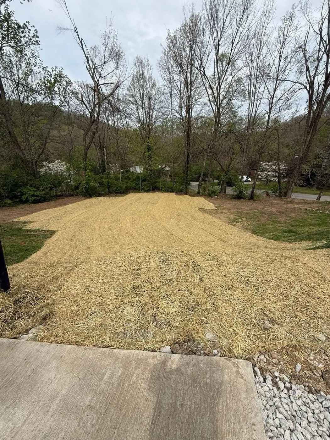 Finished septic job graded smooth and strawed for seed